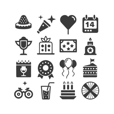 Event and Party Icon Set Collection Vector for UI Documents Websites and Mobile Applicationsのイラスト素材