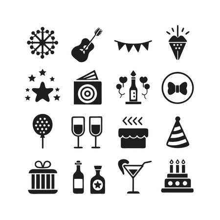Event and Party Icon Set Collection Vector for UI Documents Websites and Mobile Applicationsのイラスト素材