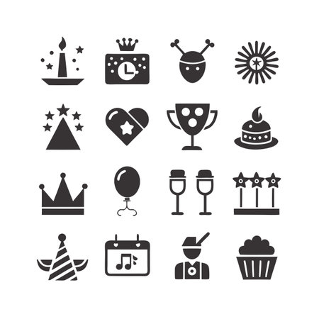 Event and Party Icon Set Collection Vector for UI Documents Websites and Mobile Applicationsのイラスト素材