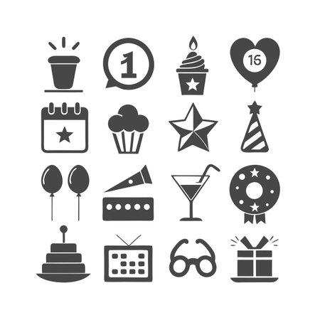 Event and Party Icon Set Collection Vector for UI Documents Websites and Mobile Applicationsのイラスト素材