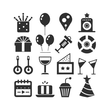 Event and Party Icon Set Collection Vector for UI Documents Websites and Mobile Applicationsのイラスト素材