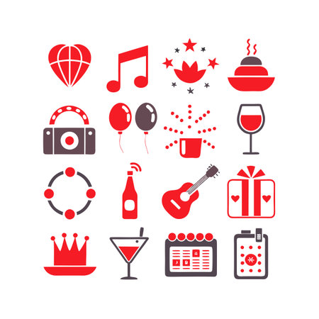 Event and Party Icon Set Collection Vector for UI Documents Websites and Mobile Applicationsのイラスト素材