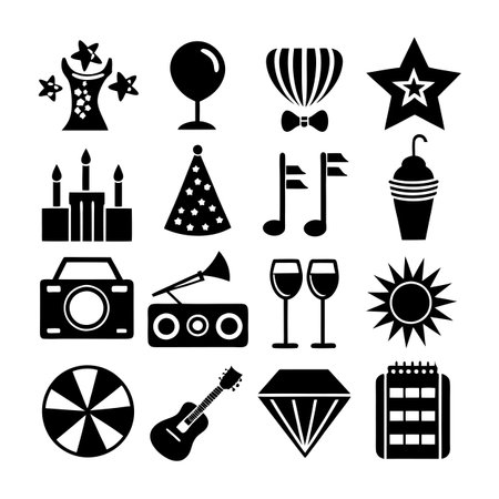 Event and Party Icon Set Collection Vector for UI Documents Websites and Mobile Applicationsのイラスト素材