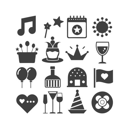 Event and Party Icon Set Collection Vector for UI Documents Websites and Mobile Applicationsのイラスト素材
