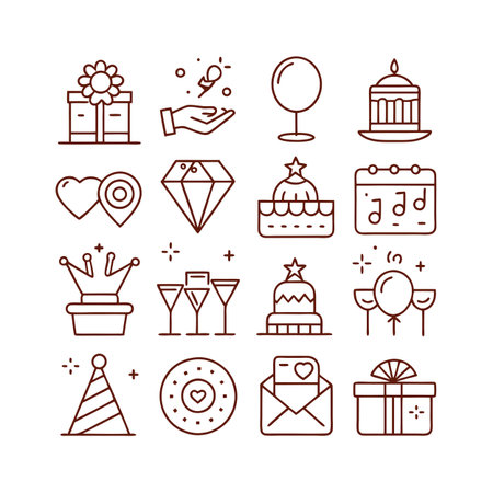 Event and Party Icon Set Collection Vector for UI Documents Websites and Mobile Applicationsのイラスト素材