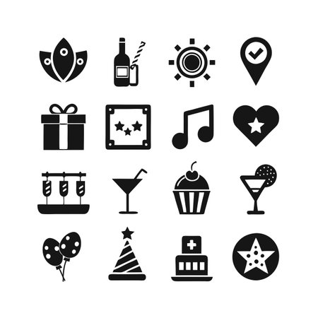 Event and Party Icon Set Collection Vector for UI Documents Websites and Mobile Applicationsのイラスト素材