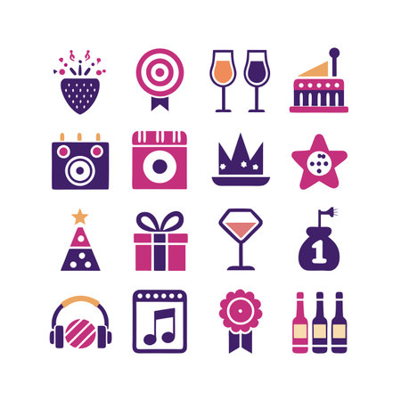 Event and Party Icon Set Collection Vector for UI Documents Websites and Mobile Applicationsのイラスト素材