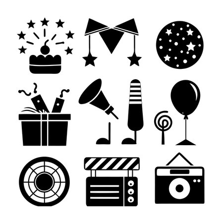 Event and Party Icon Set Collection Vector for UI Documents Websites and Mobile Applicationsのイラスト素材