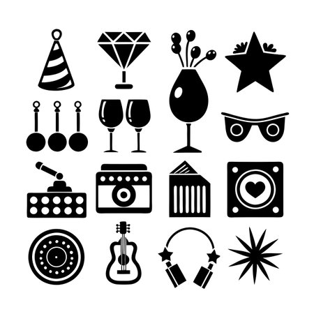 Event and Party Icon Set Collection Vector for UI Documents Websites and Mobile Applicationsのイラスト素材