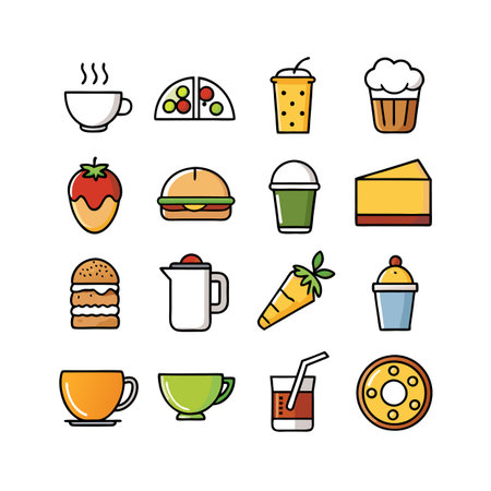 Food and Beverage Icon Set Collection Vector for UI Documents Websites and Mobile Applicationsのイラスト素材