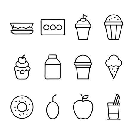 Food and Beverage Icon Set Collection Vector for UI Documents Websites and Mobile Applicationsのイラスト素材