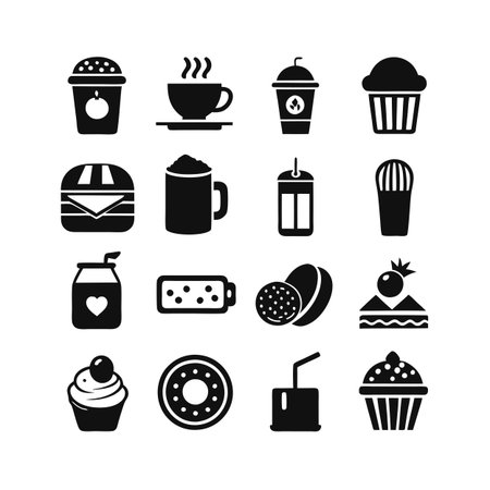 Food and Beverage Icon Set Collection Vector for UI Documents Websites and Mobile Applicationsのイラスト素材