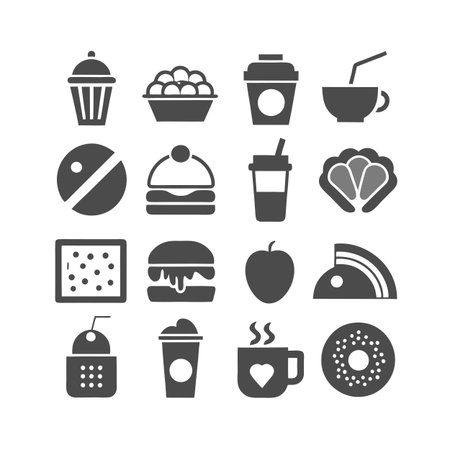 Food and Beverage Icon Set Collection Vector for UI Documents Websites and Mobile Applicationsのイラスト素材