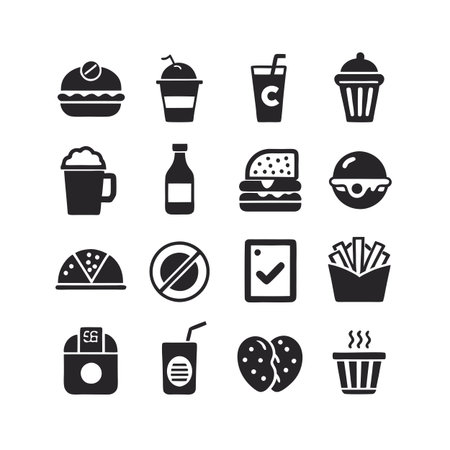 Food and Beverage Icon Set Collection Vector for UI Documents Websites and Mobile Applicationsのイラスト素材