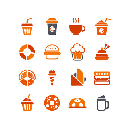 Food and Beverage Icon Set Collection Vector for UI Documents Websites and Mobile Applicationsのイラスト素材