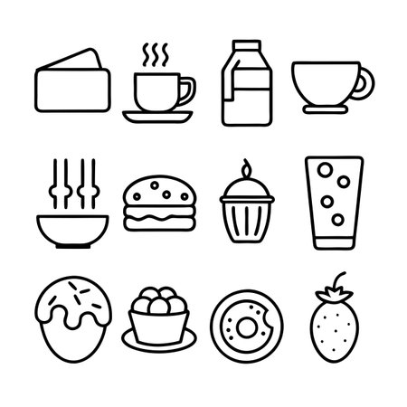 Food and Beverage Icon Set Collection Vector for UI Documents Websites and Mobile Applicationsのイラスト素材
