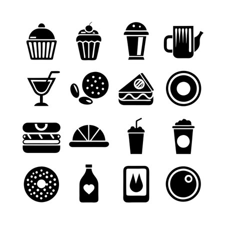 Food and Beverage Icon Set Collection Vector for UI Documents Websites and Mobile Applicationsのイラスト素材