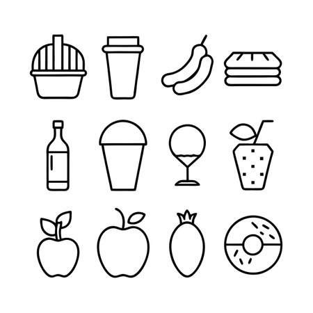 Food and Beverage Icon Set Collection Vector for UI Documents Websites and Mobile Applicationsのイラスト素材