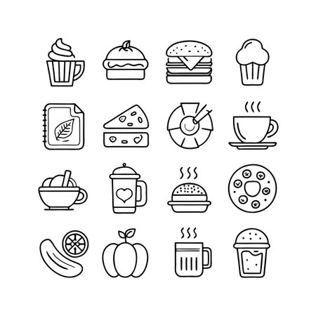 Food and Beverage Icon Set Collection Vector for UI Documents Websites and Mobile Applicationsのイラスト素材