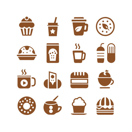 Food and Beverage Icon Set Collection Vector for UI Documents Websites and Mobile Applicationsのイラスト素材