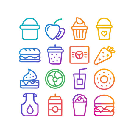 Food and Beverage Icon Set Collection Vector for UI Documents Websites and Mobile Applicationsのイラスト素材