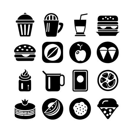 Food and Beverage Icon Set Collection Vector for UI Documents Websites and Mobile Applicationsのイラスト素材