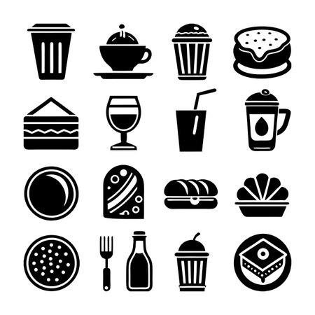 Food and Beverage Icon Set Collection Vector for UI Documents Websites and Mobile Applicationsのイラスト素材