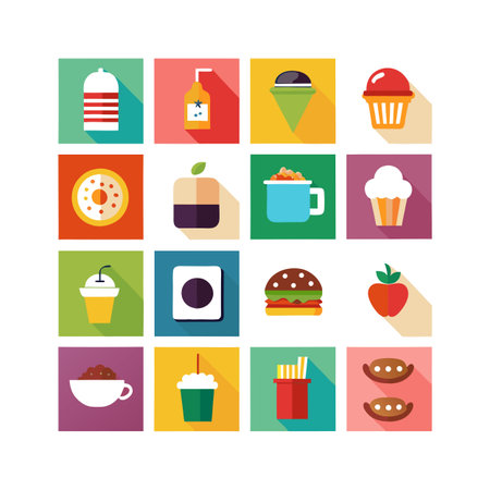 Food and Beverage Icon Set Collection Vector for UI Documents Websites and Mobile Applicationsのイラスト素材