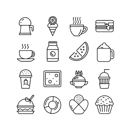 Food and Beverage Icon Set Collection Vector for UI Documents Websites and Mobile Applicationsのイラスト素材