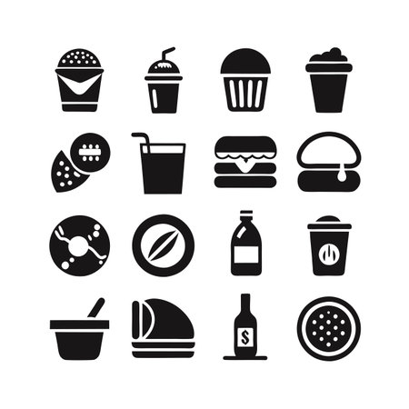 Food and Beverage Icon Set Collection Vector for UI Documents Websites and Mobile Applicationsのイラスト素材
