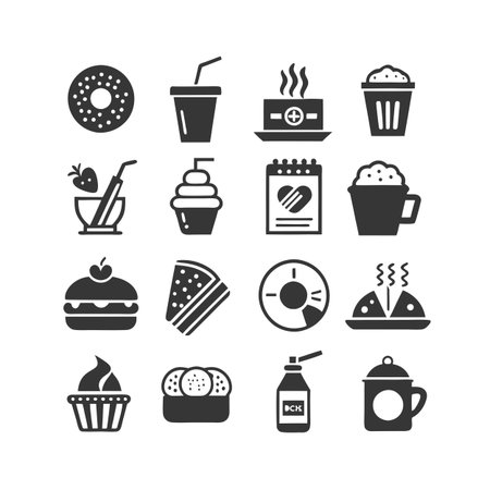 Food and Beverage Icon Set Collection Vector for UI Documents Websites and Mobile Applicationsのイラスト素材