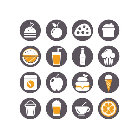 Food and Beverage Icon Set Collection Vector for UI Documents Websites and Mobile Applicationsのイラスト素材