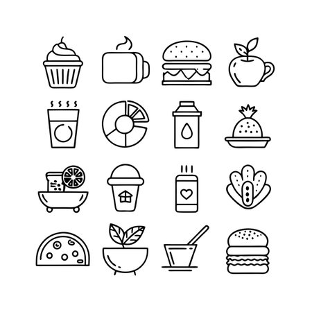 Food and Beverage Icon Set Collection Vector for UI Documents Websites and Mobile Applicationsのイラスト素材