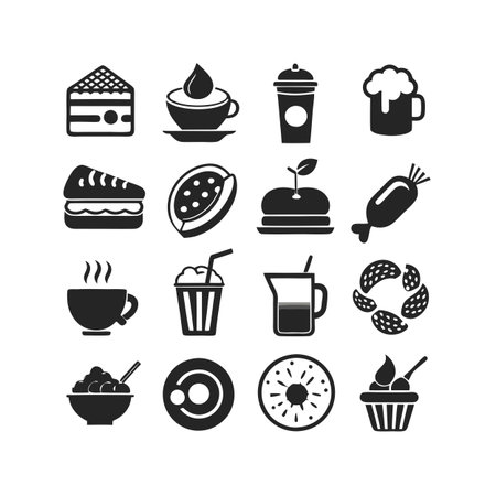 Food and Beverage Icon Set Collection Vector for UI Documents Websites and Mobile Applicationsのイラスト素材