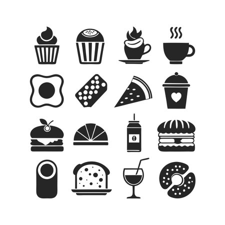 Food and Beverage Icon Set Collection Vector for UI Documents Websites and Mobile Applicationsのイラスト素材