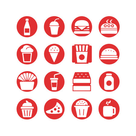 Food and Beverage Icon Set Collection Vector for UI Documents Websites and Mobile Applicationsのイラスト素材