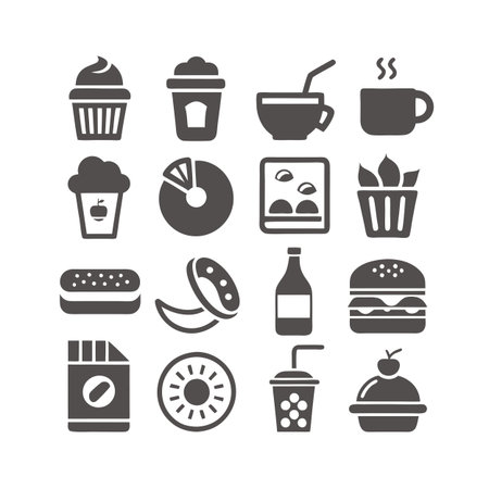 Food and Beverage Icon Set Collection Vector for UI Documents Websites and Mobile Applicationsのイラスト素材