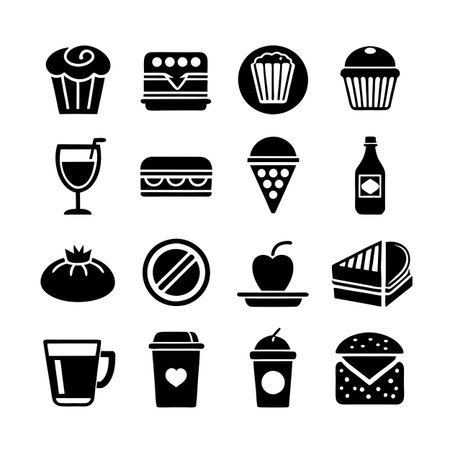Food and Beverage Icon Set Collection Vector for UI Documents Websites and Mobile Applicationsのイラスト素材