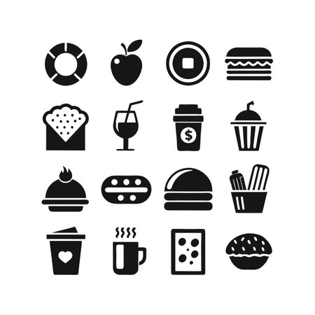 Food and Beverage Icon Set Collection Vector for UI Documents Websites and Mobile Applicationsのイラスト素材