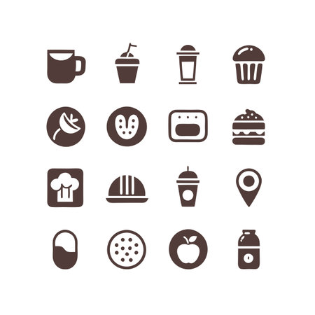 Food and Beverage Icon Set Collection Vector for UI Documents Websites and Mobile Applicationsのイラスト素材
