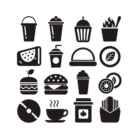 Food and Beverage Icon Set Collection Vector for UI Documents Websites and Mobile Applicationsのイラスト素材