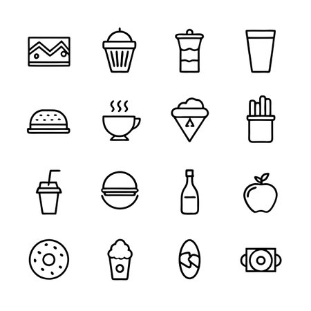 Food and Beverage Icon Set Collection Vector for UI Documents Websites and Mobile Applicationsのイラスト素材
