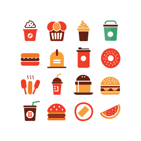 Food and Beverage Icon Set Collection Vector for UI Documents Websites and Mobile Applicationsのイラスト素材