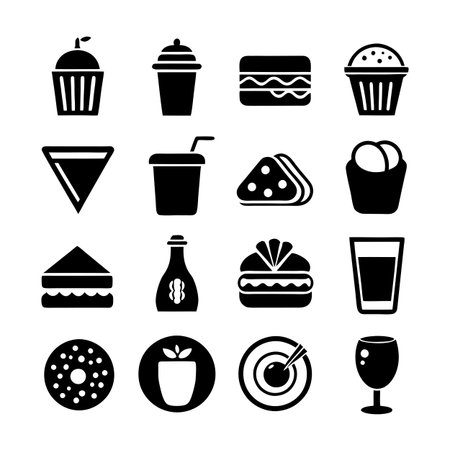 Food and Beverage Icon Set Collection Vector for UI Documents Websites and Mobile Applicationsのイラスト素材