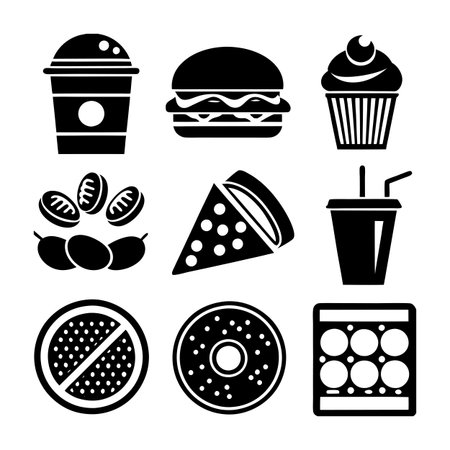 Food and Beverage Icon Set Collection Vector for UI Documents Websites and Mobile Applicationsのイラスト素材