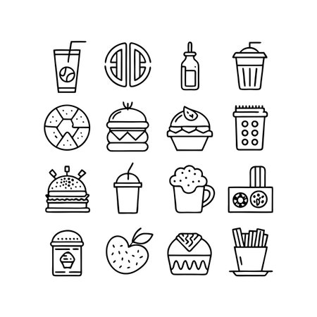 Food and Beverage Icon Set Collection Vector for UI Documents Websites and Mobile Applicationsのイラスト素材