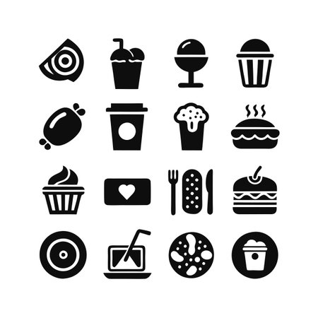 Food and Beverage Icon Set Collection Vector for UI Documents Websites and Mobile Applicationsのイラスト素材