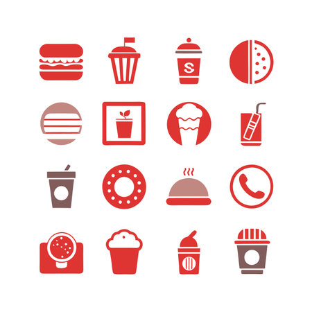 Food and Beverage Icon Set Collection Vector for UI Documents Websites and Mobile Applicationsのイラスト素材