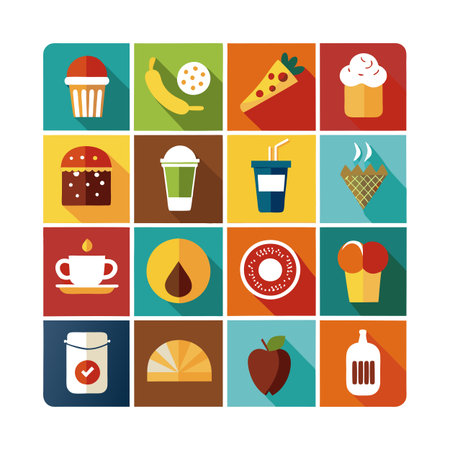 Food and Beverage Icon Set Collection Vector for UI Documents Websites and Mobile Applicationsのイラスト素材