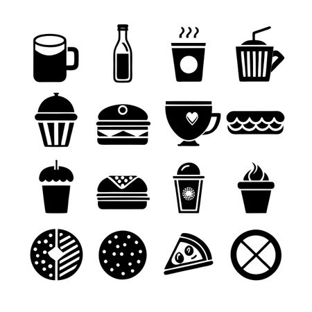 Food and Beverage Icon Set Collection Vector for UI Documents Websites and Mobile Applicationsのイラスト素材